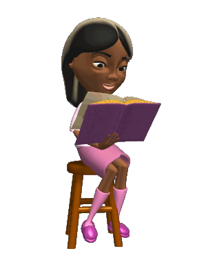 animated girl reading book gif