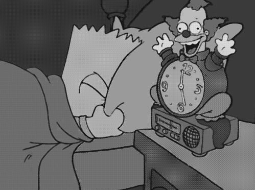 Black And White Funny Cartoon Alarm Clock
