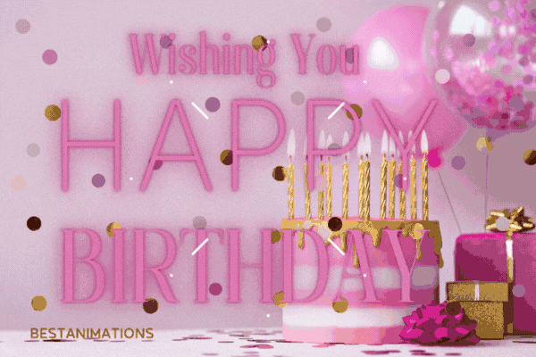 Pink Cake Happy Birthday Gif animated gif