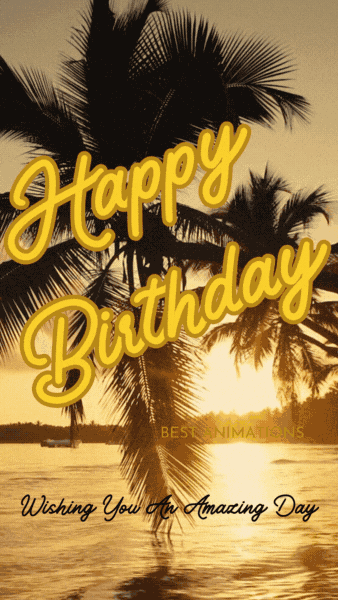 Tropical Sunset Birthday Wishes animated gif