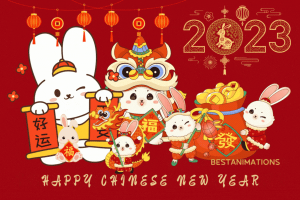Gif Happy Chinese New Year of the Rabbit 2023