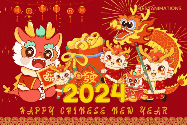 Lucky Dragons for 2024 Chinese New Year animated gif
