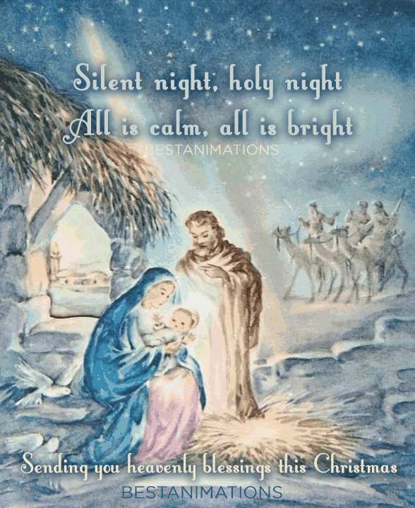Nativity Blessings Merry Christmas Card Gif