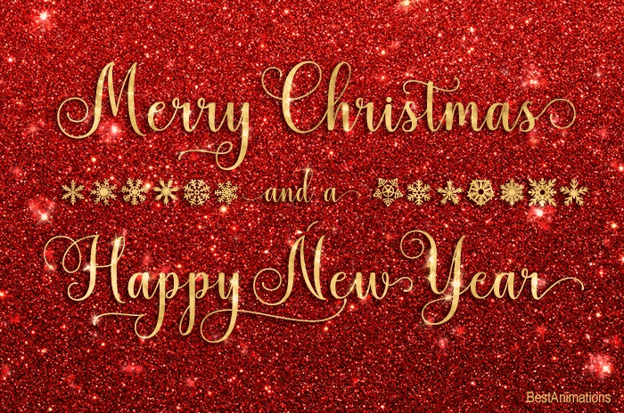 Red Glitter Merry Christmas Wishes Card animated gif