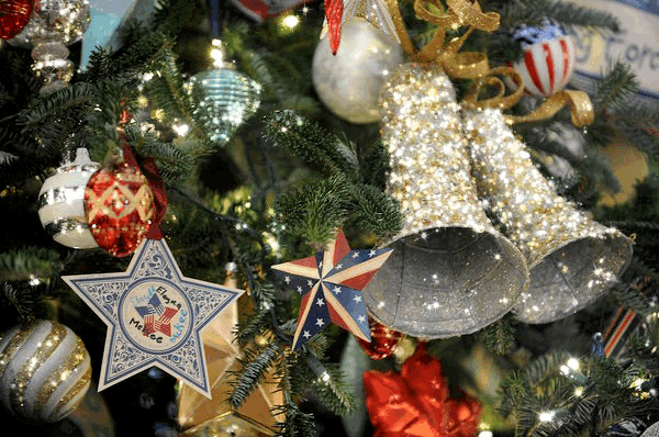 Christmas Tree Ornaments Bell Ribbon Sparkling
