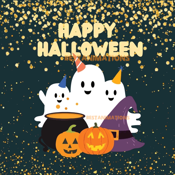 Cute Happy Halloween Ghosts Gif
