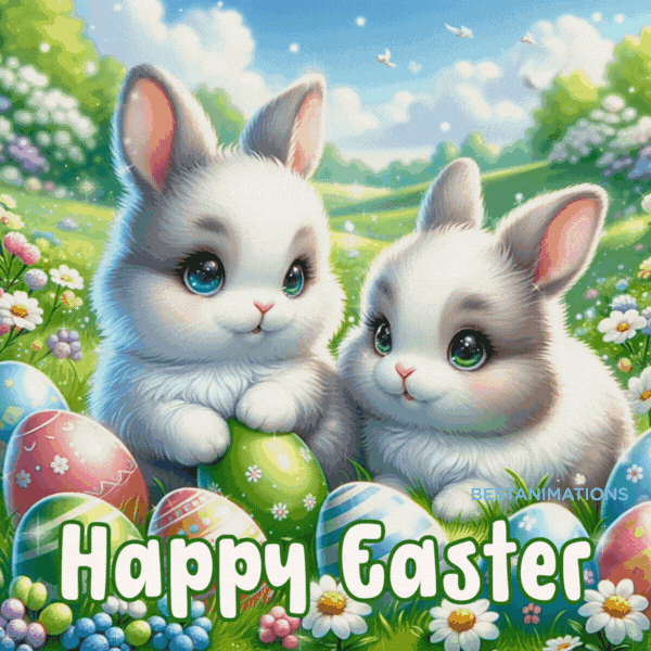 Cutest Happy Easter Bunnies  animated gif
