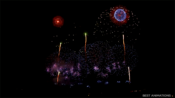 Blue Red Firework Colorful Party