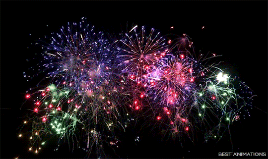 Blue Red Green Fireworks gif