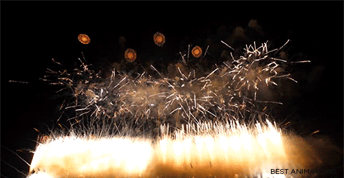 Gold Firework Explosions Gif