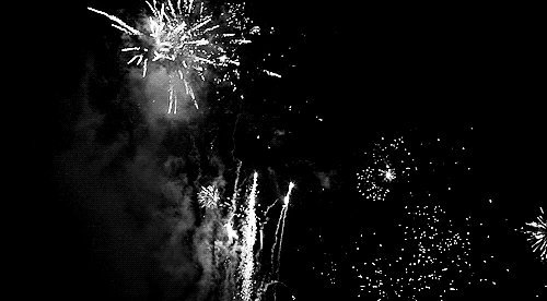 Black and White Fireworks Gif