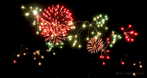 Red Green Firework Explosions