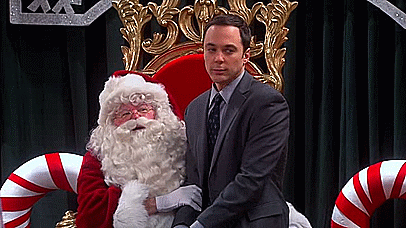 Funny Sheldon On Santas Lap