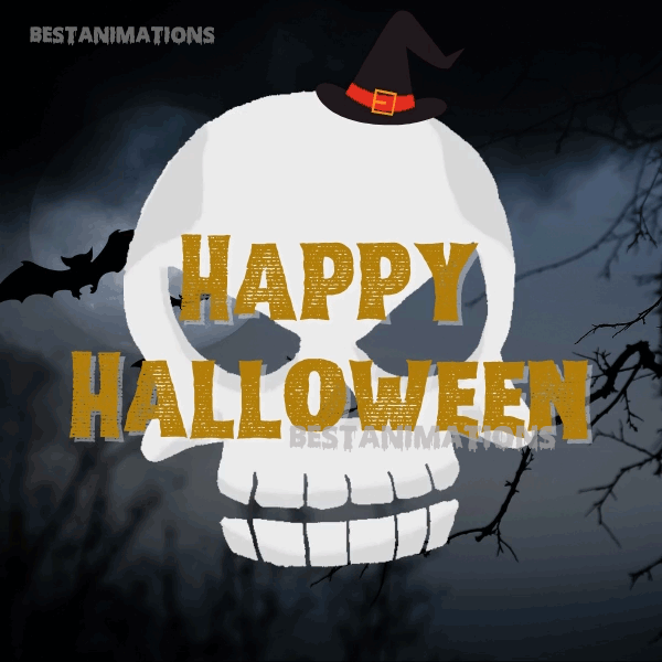Funny Happy Halloween Skull animated gif