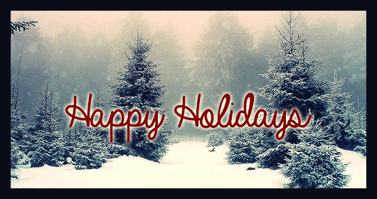Happy Holidays Snow Covered Trees Gif