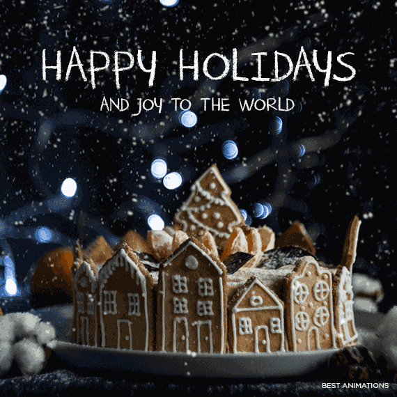 Happy Holidays Gingerbread Village Gif