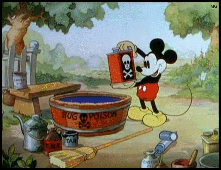 Mickey Mouse Pouring Poison Into Bucket gif