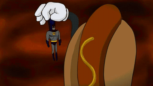 Hot Dog Eats Batman