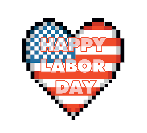 Happy Labor Day Heart Flag Gif