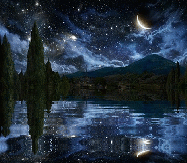 Lake Nature Night Moon