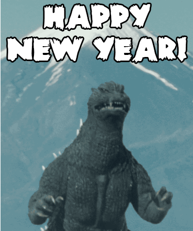 Godzilla Funny New Year Gif