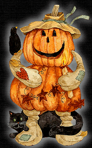 Pumpkin Man And Black Cat