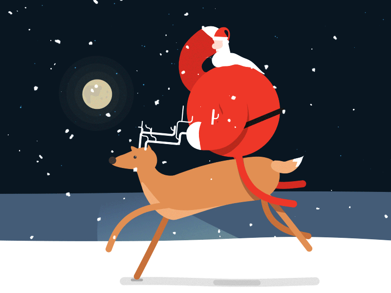 Funny Santa Claus On Deer