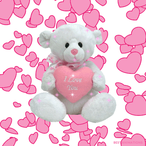 I Love You White Teddy Bear Gif