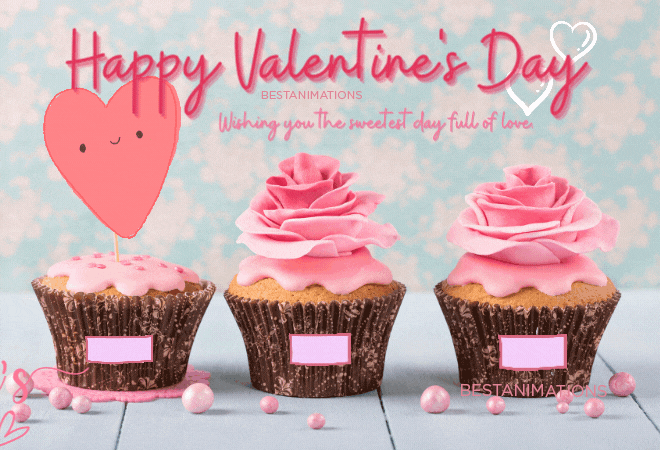 Sweet Happy Valentines Cupcakes Card