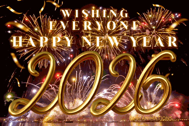 Wishing Everyone Happy New Year 2026 animated gif