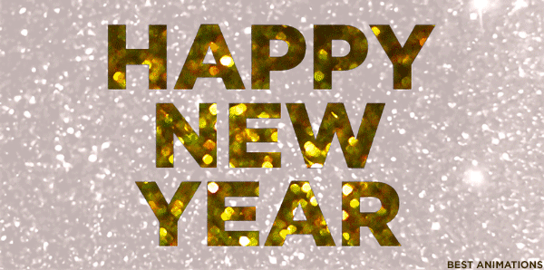 Sparkling Gold Glitter Happy New Years Gif