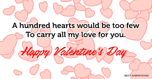 Happy Valentines Day Animated 100 Hearts Gif