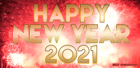 2021 Happy New Year Gif Red Fireworks