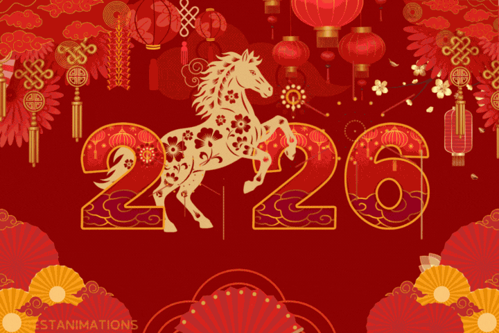 Happy Lunar Year Of The Horse 2026 GIf