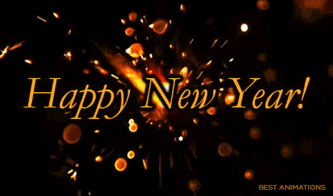 Gold Sparkler Happy New year Gif 