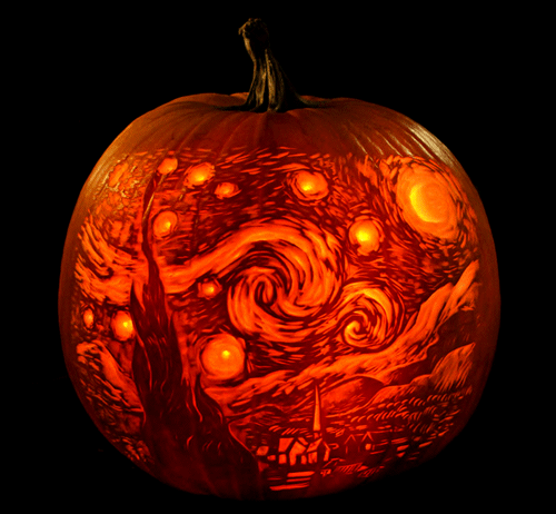 Starry Night Pumpkin Carving Gif