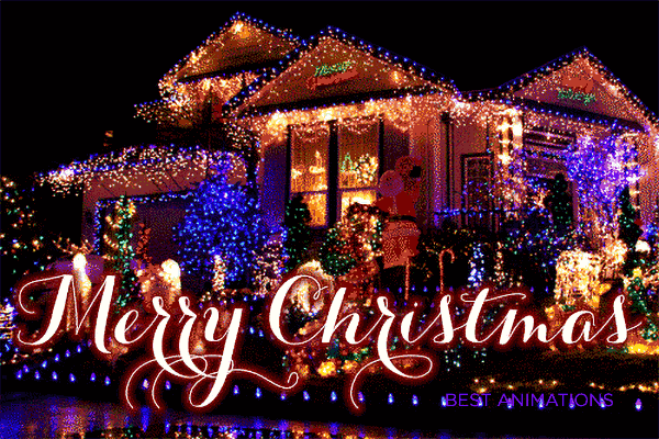 Merry Christmas House Lights animated gif