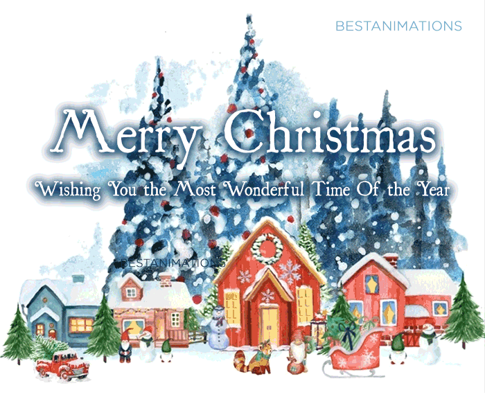 Cute Merry Christmas Village Gif Wishes